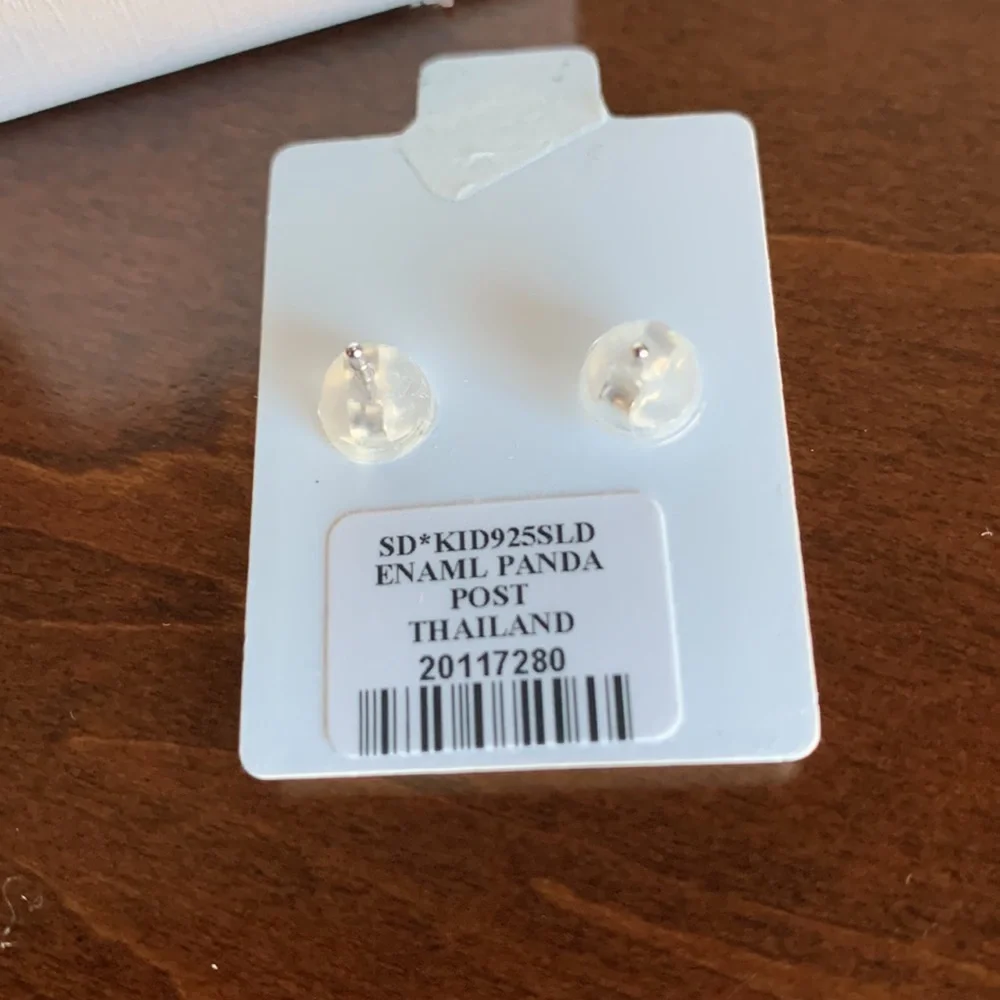 NWT Banter Child's Black and White Enamel Panda Stud Earrings in Sterling Silver